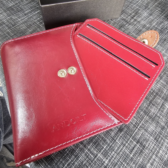 NIB ANDOILT Wallets Genuine Leather Small Bifold Wallet RFID Blocking - Picture 3 of 11